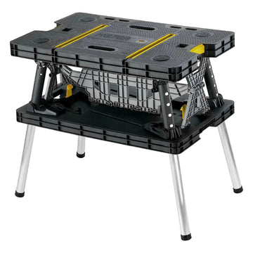 Portable Folding Workbench – Heavy-Duty Tool Table with 12" Clamps & Sawhorse Design